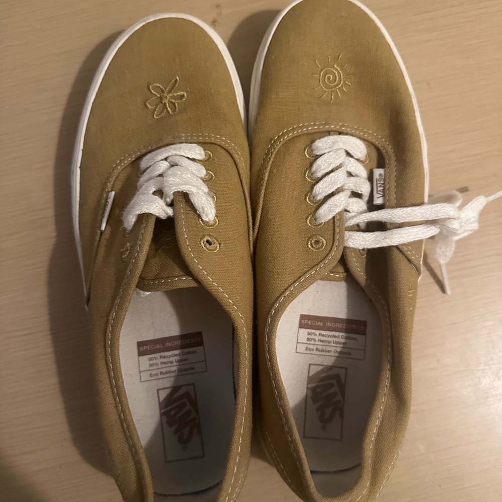 Vans Khaki Canvas Sneakers with White Laces